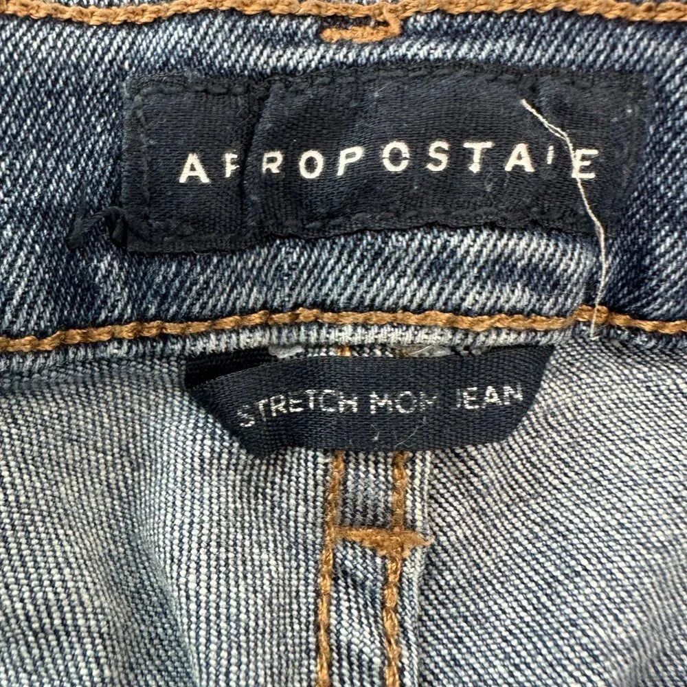 Aeropostale Distressed Stretch‎ Mom Jean Women's size 6 Dark Blue Denim Jeans